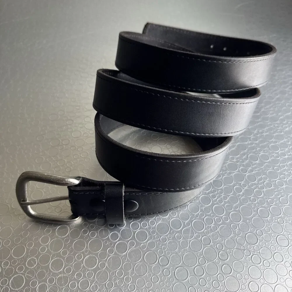 Davis Big & Tall Mens Black Leather Belt Interchangeable Buckle USA - Size 62